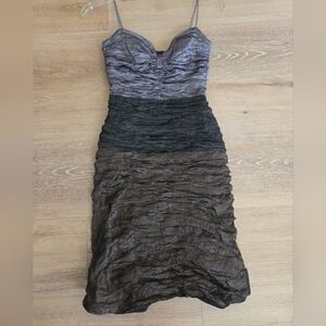 Vintage Y2K Nicole Miller Collection Tri Color Metalic cocktail dress.